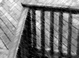 the railing of a suburban deck