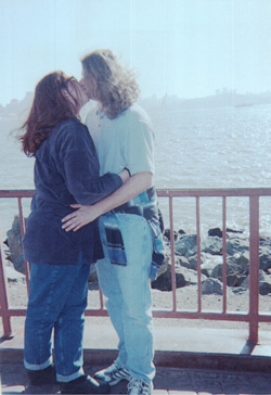 Heather and Tim kissing on Treasure Island