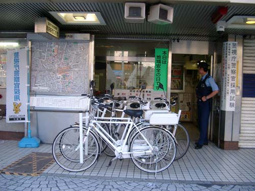 2j police officer and police bicycles next to map