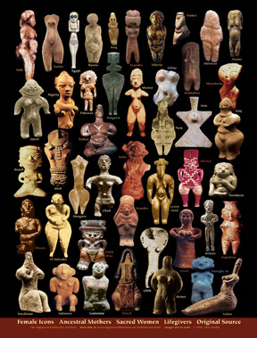 dozens of ancient female figurines from all over the world