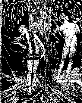 Adam and Eve eating the apple