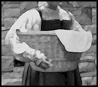 medieval laundress carrying basket